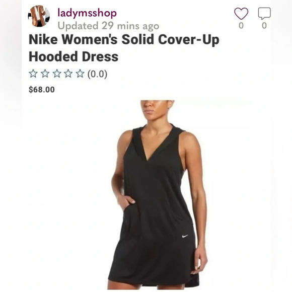 Nike Athletic Cover-Up Hooded Dress Tennis/Pickleball Black Size Small - Picture 1 of 9